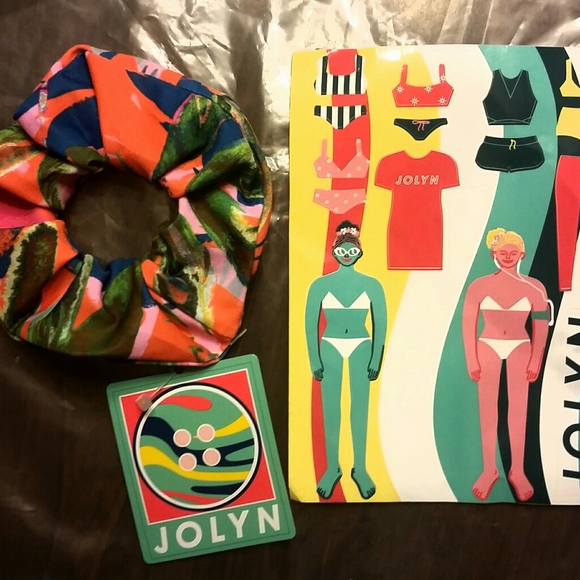 New with Tag Jolyn Large Scrunchie Hair Tie & stickers - Picture 1 of 3
